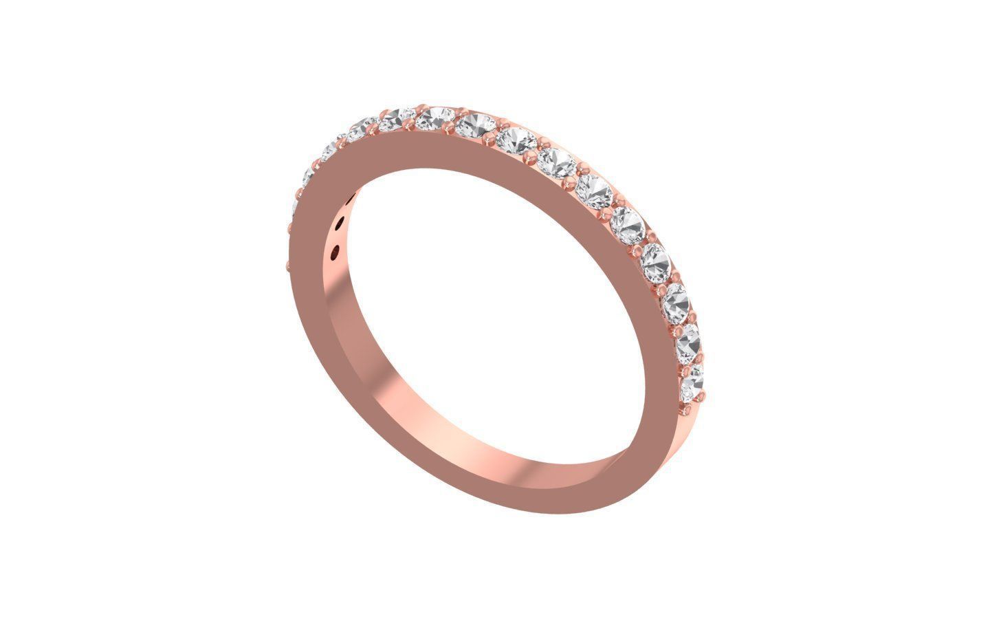 Round Diamond Half Eternity Wedding Band 3dm STL OBJ FBX Render 3D print model_2