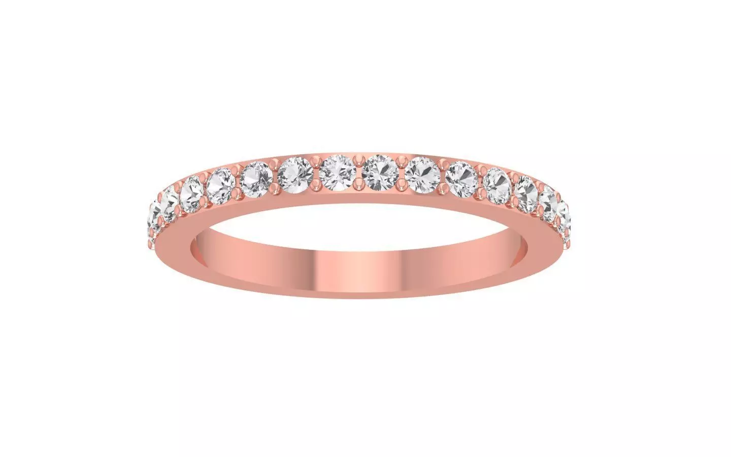 Round Diamond Half Eternity Wedding Band 3dm STL OBJ FBX Render 3D print model_0