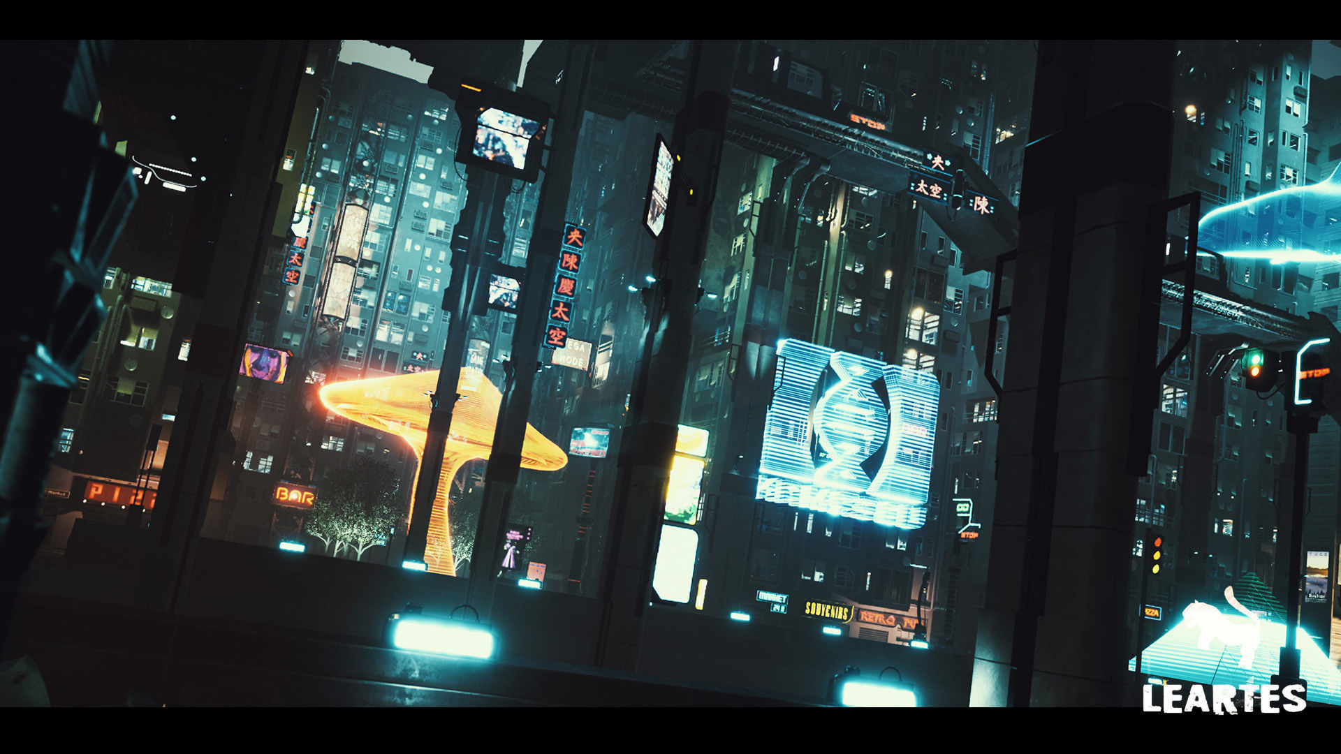 Cyberpunk Holograms Neon Set of 33 Holograms Low-poly 3D model_3