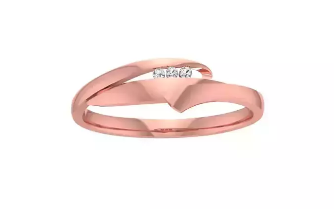 Three Stone Round Diamond Wedding Band 3dm STL OBJ FBX Render 