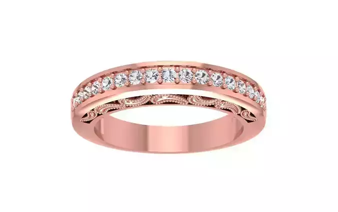 Round Diamond Designer Wedding Band 3dm STL OBJ FBX Render 