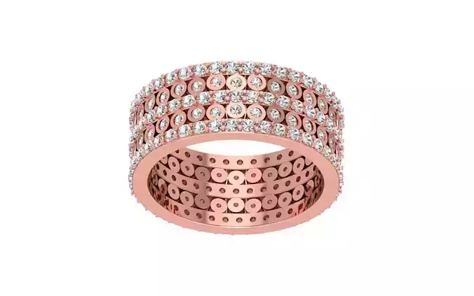 Five Row Round Diamond Wedding Band 3dm STL OBJ FBX Render 