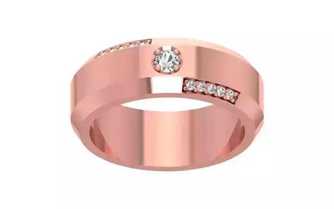 Round Diamond Women Wedding Band 3dm STL OBJ FBX Render Details