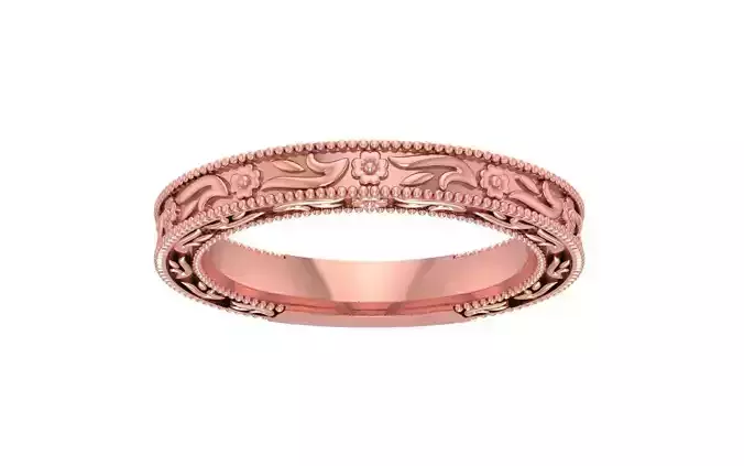 Floral Design Women Wedding Band 3dm STL OBJ FBX Render Details
