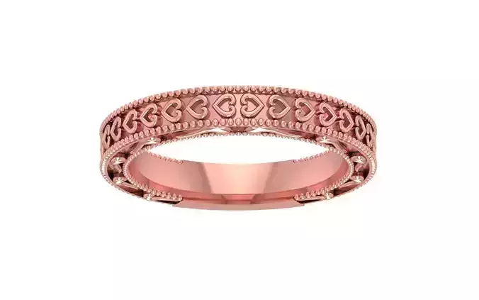 Heart Design Women Wedding Band 3dm STL OBJ FBX Render Details