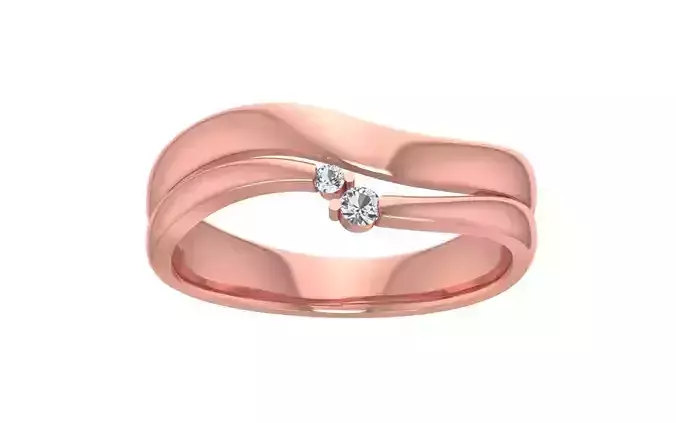 Two Stone Round Diamond Wedding Band 3dm STL OBJ FBX Render