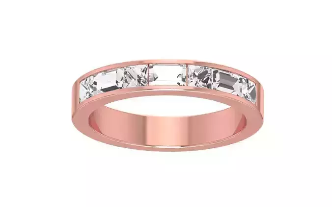 Channel Set Princess And Baguette Cut Wedding Band 3dm STL 