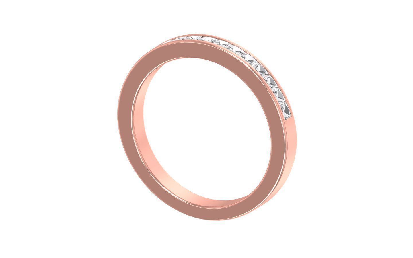 Channel Setting Princess Cut Diamond Wedding Band 3dm STL OBJ  3D print model_2