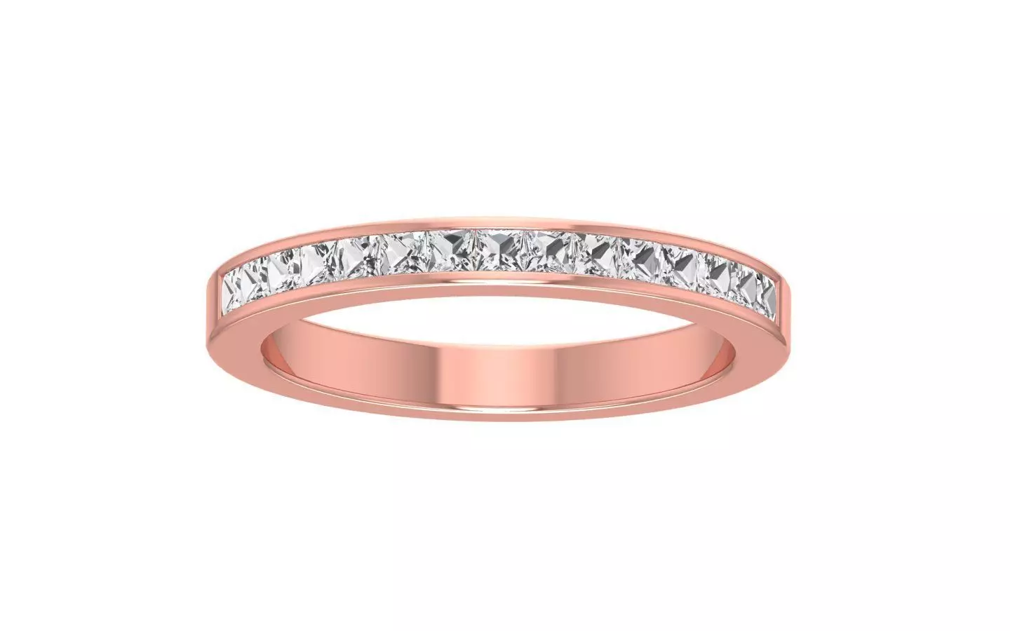 Channel Setting Princess Cut Diamond Wedding Band 3dm STL OBJ  3D print model_0