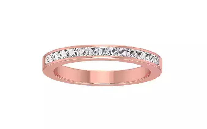 Channel Setting Princess Cut Diamond Wedding Band 3dm STL OBJ 