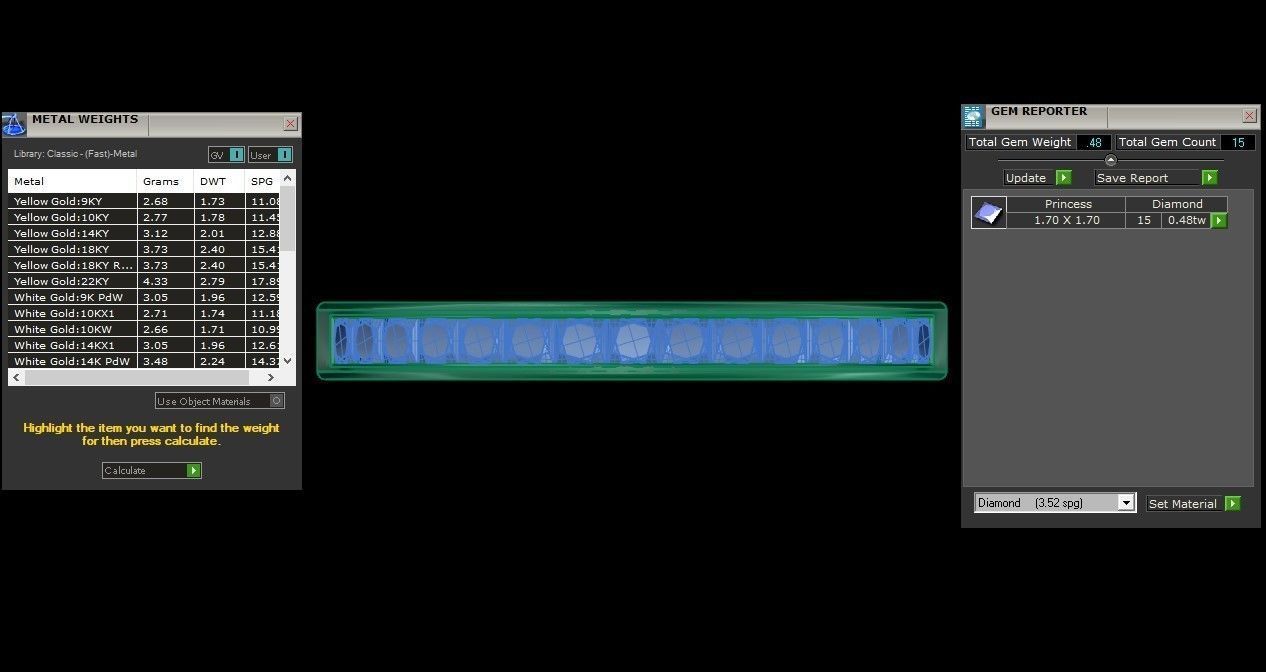 Channel Setting Princess Cut Diamond Wedding Band 3dm STL OBJ  3D print model_3