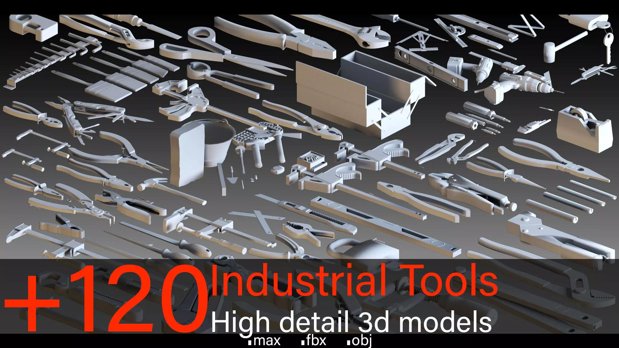 120 Industrial Tools- Vol 02- Kitbash- High detail 3d models 3D model_0