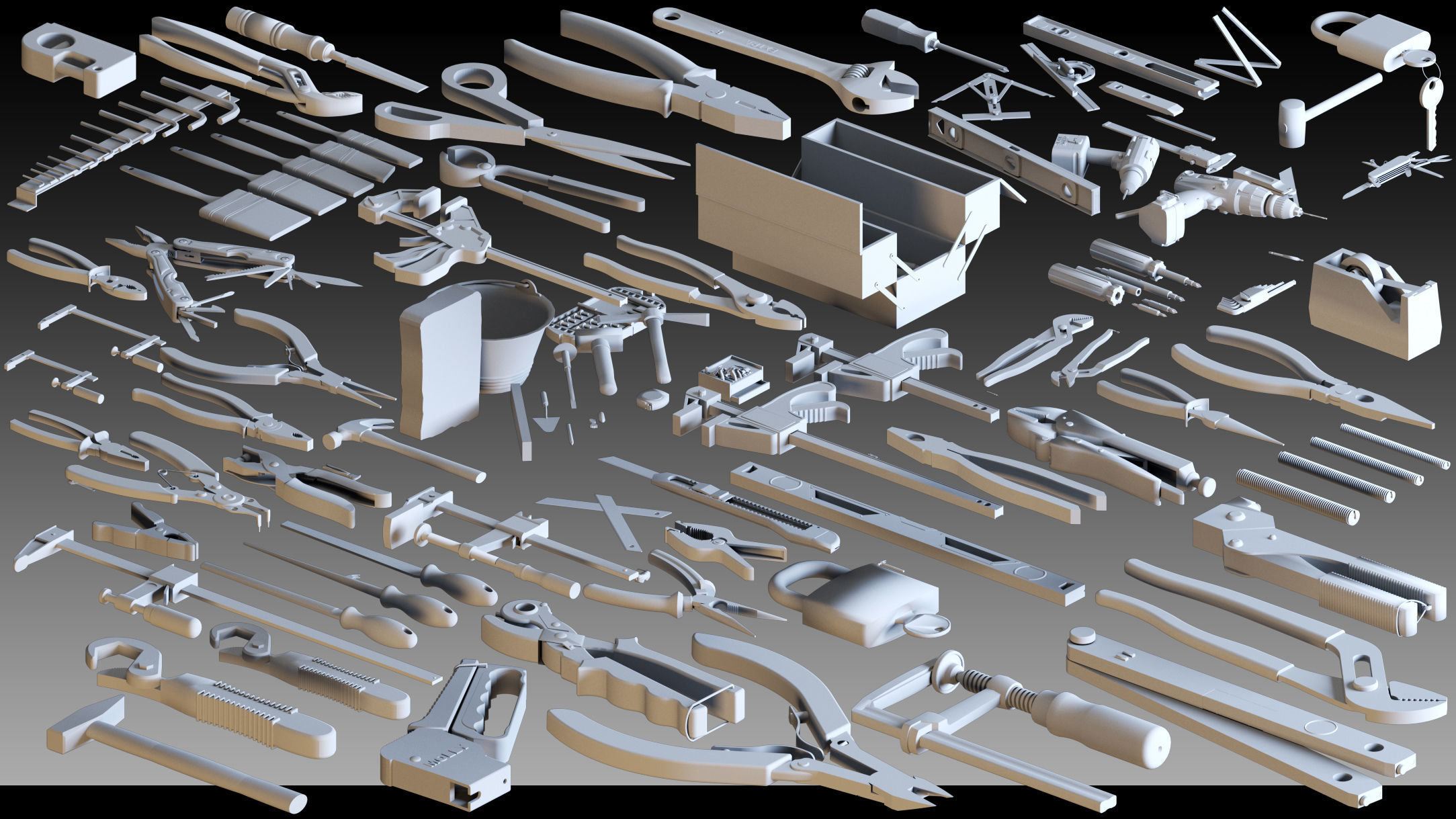 120 Industrial Tools- Vol 02- Kitbash- High detail 3d models 3D model_1