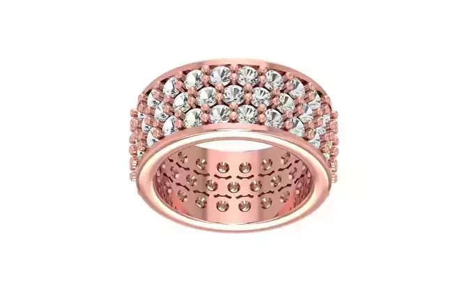 Three Row Round Diamond Wedding Band 3dm STL OBJ FBX 