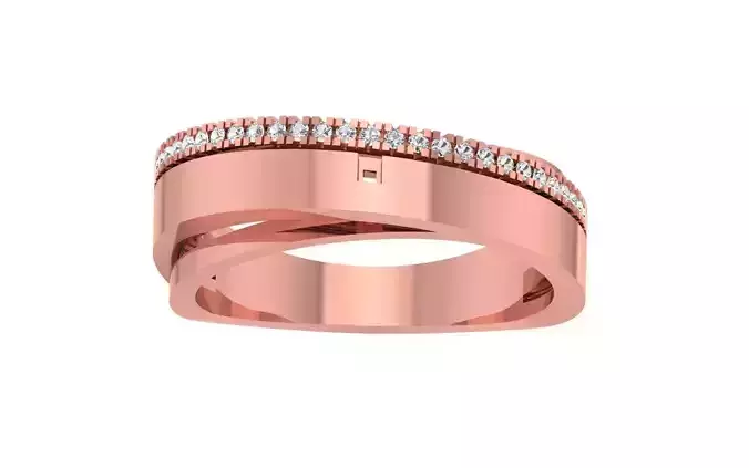 Round Cut Pave Women Wedding Band 3dm STL OBJ FBX Render Details