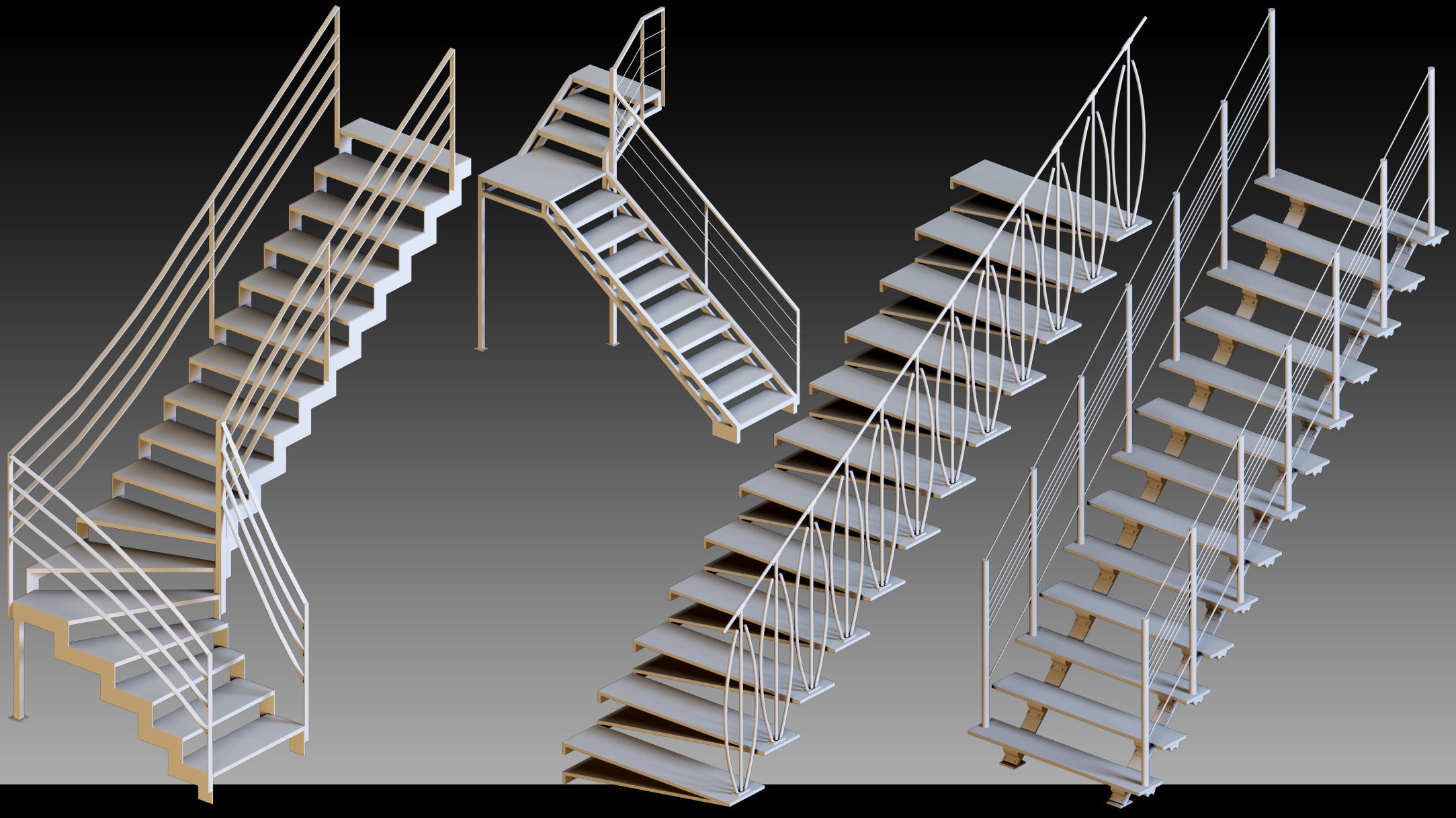40 Stairs- Vol 01- Kitbash- High detail 3d models 3D model_8
