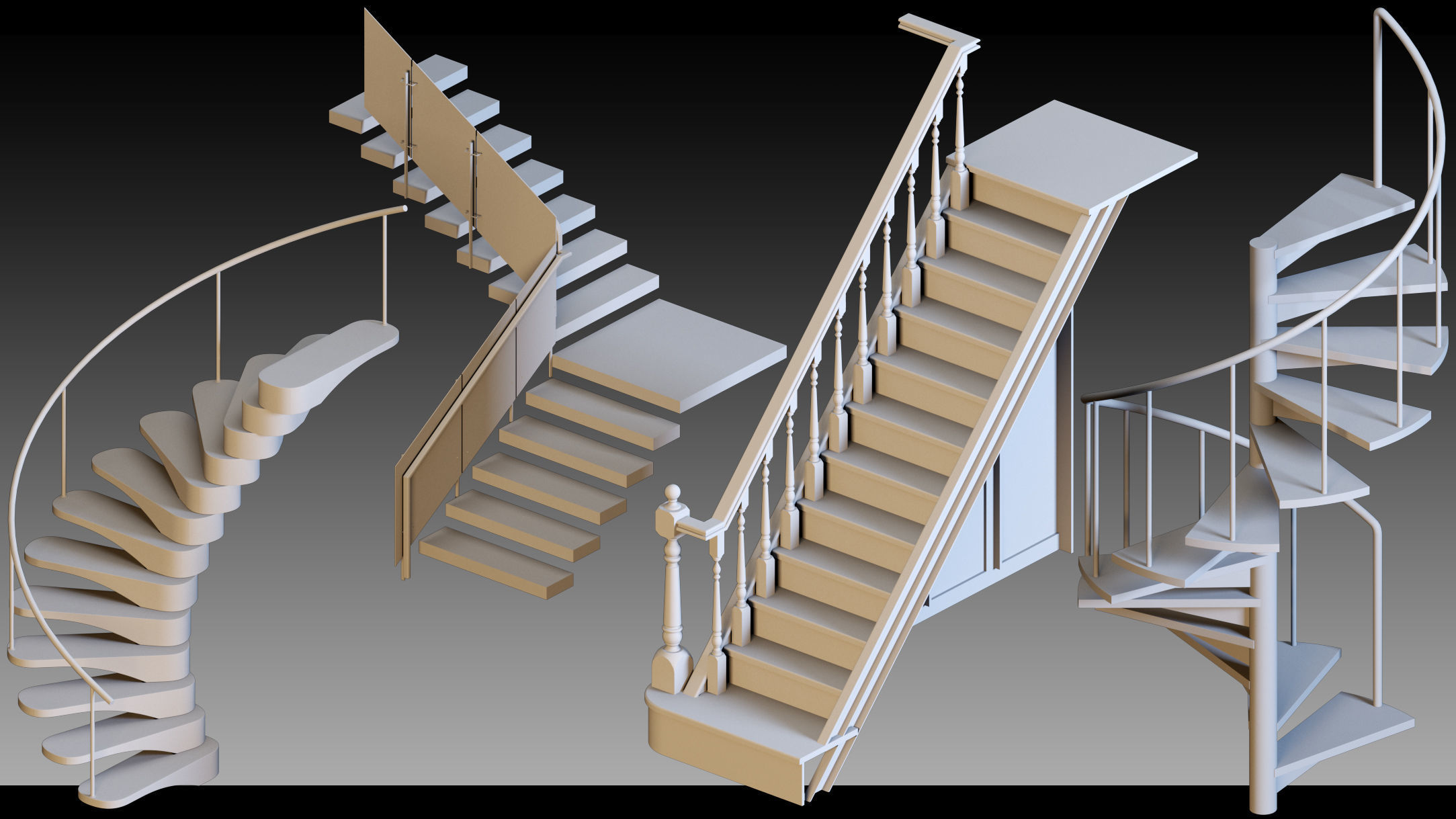 40 Stairs- Vol 01- Kitbash- High detail 3d models 3D model_12