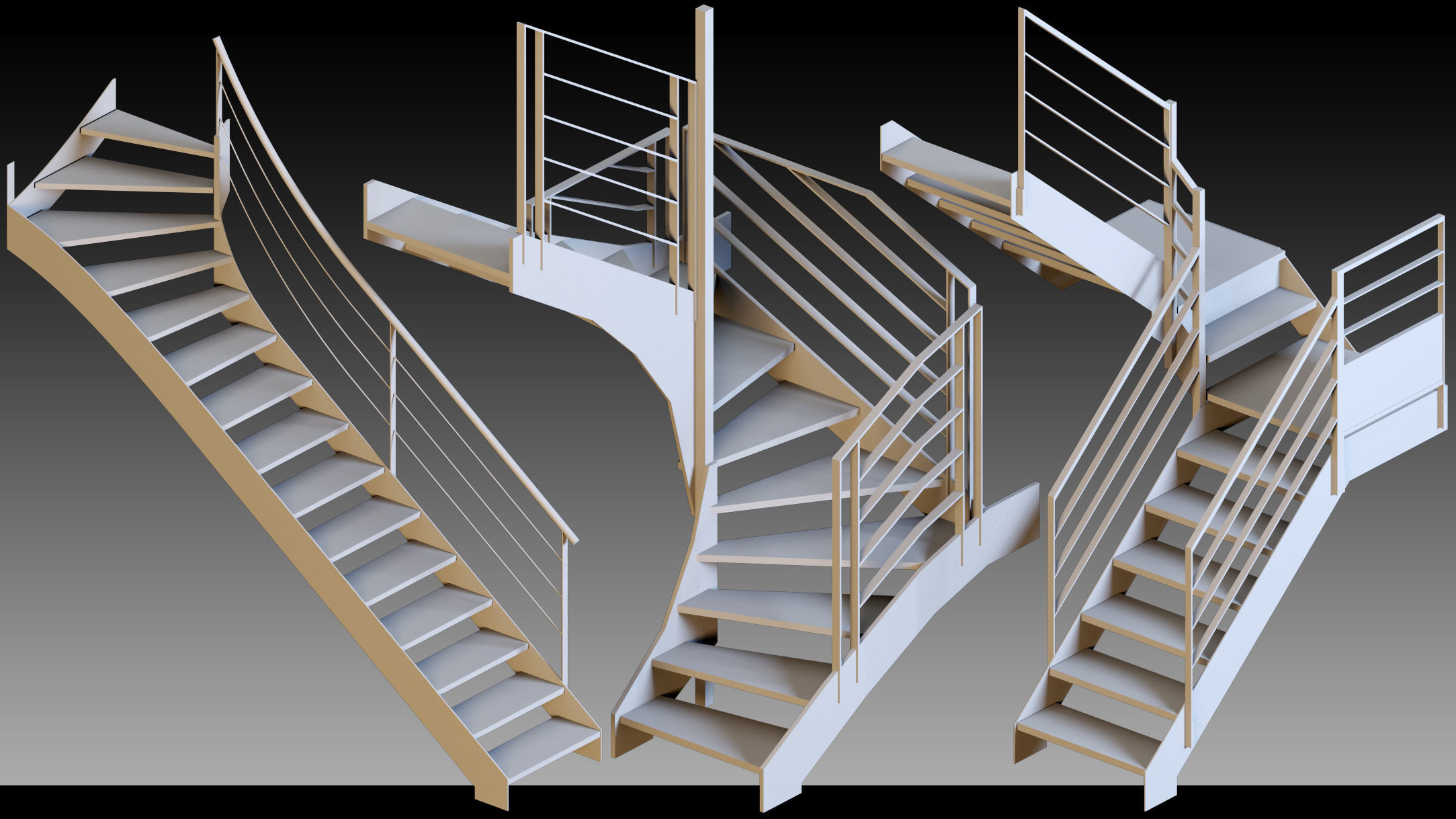 40 Stairs- Vol 01- Kitbash- High detail 3d models 3D model_2