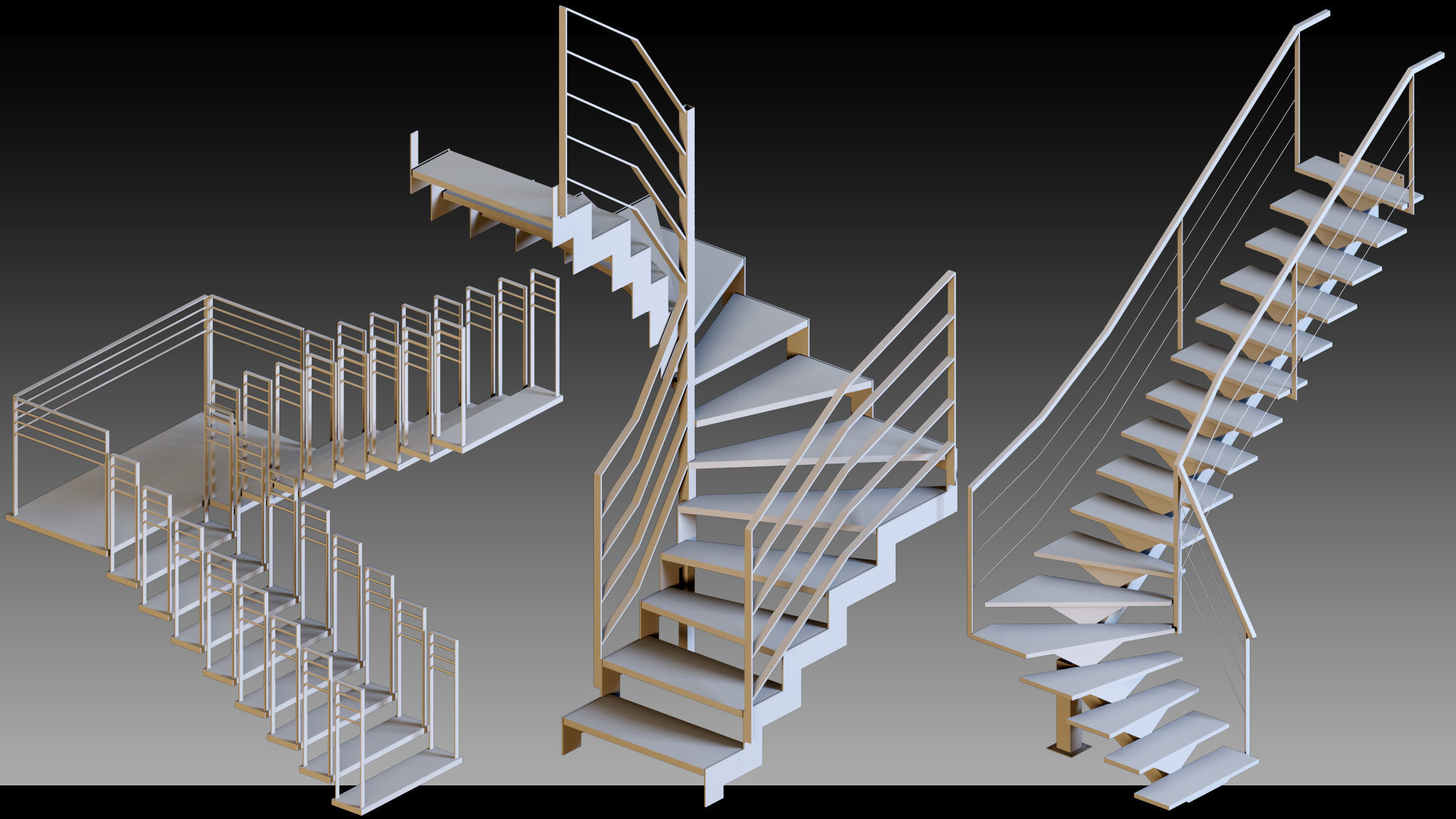40 Stairs- Vol 01- Kitbash- High detail 3d models 3D model_6