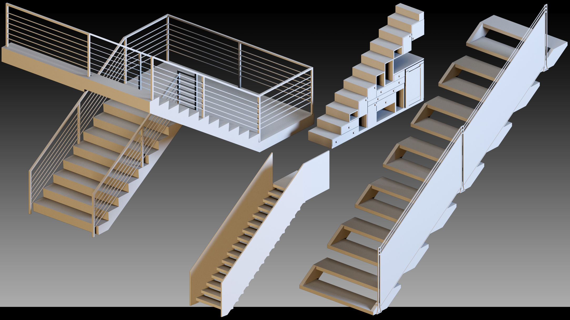 40 Stairs- Vol 01- Kitbash- High detail 3d models 3D model_10