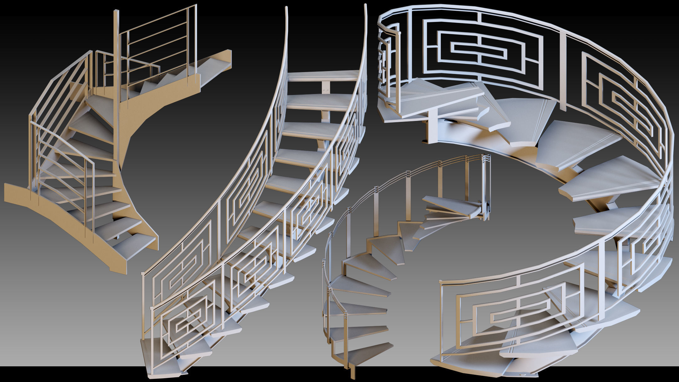 40 Stairs- Vol 01- Kitbash- High detail 3d models 3D model_9