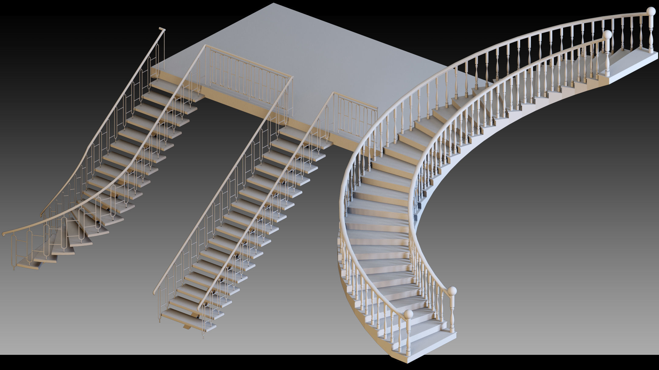 40 Stairs- Vol 01- Kitbash- High detail 3d models 3D model_5