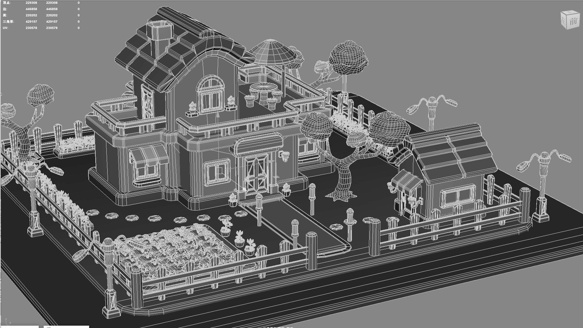 cartoon villa cottage country house Low-poly 3D model_5