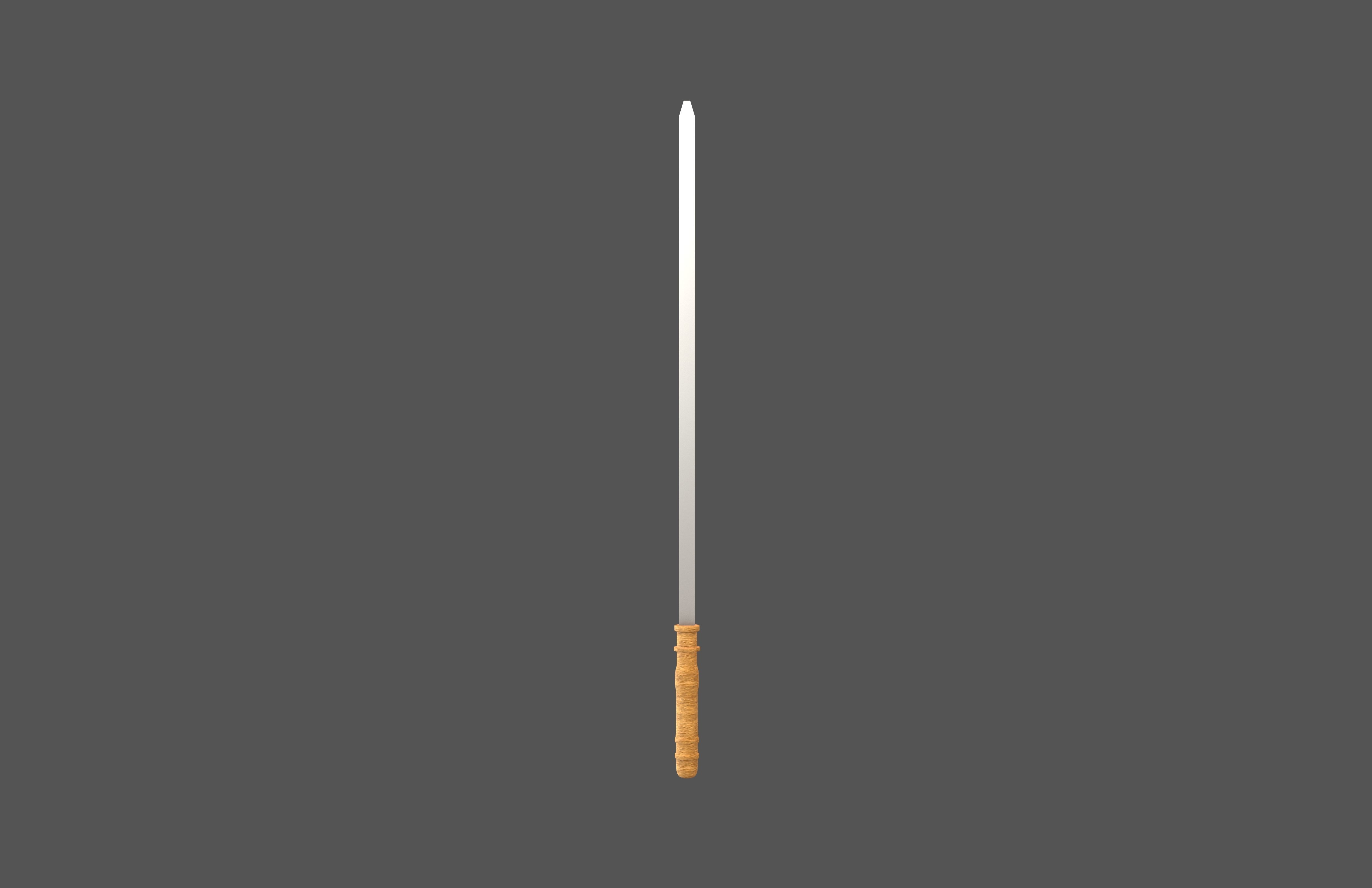 Barbecue Steel Needle v1 001 Low-poly 3D model_3