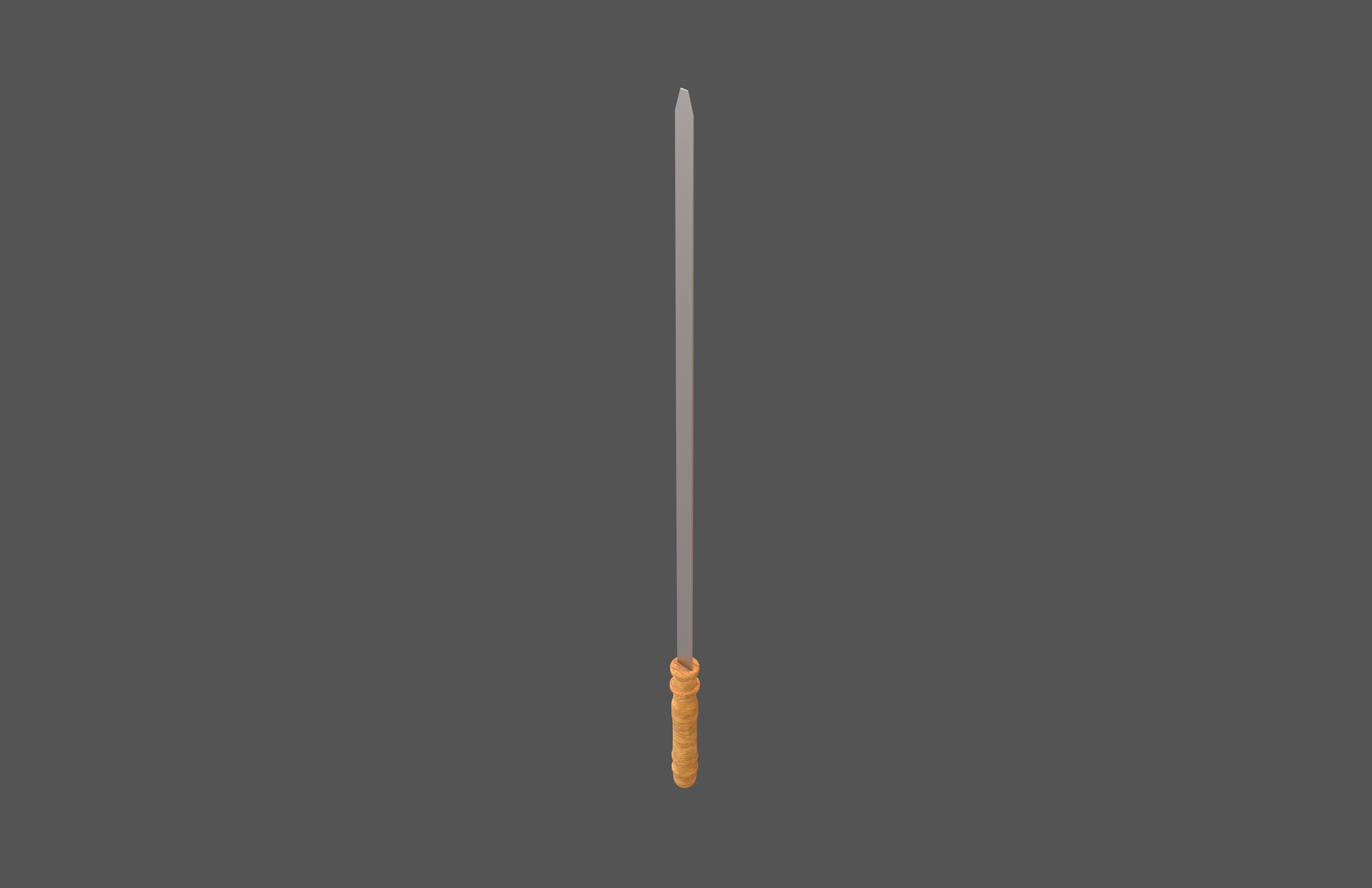 Barbecue Steel Needle v1 001 Low-poly 3D model_1