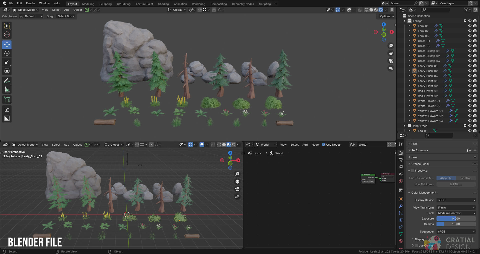 Stylized Pine Forest Nature Kit Low-poly 3D model_17
