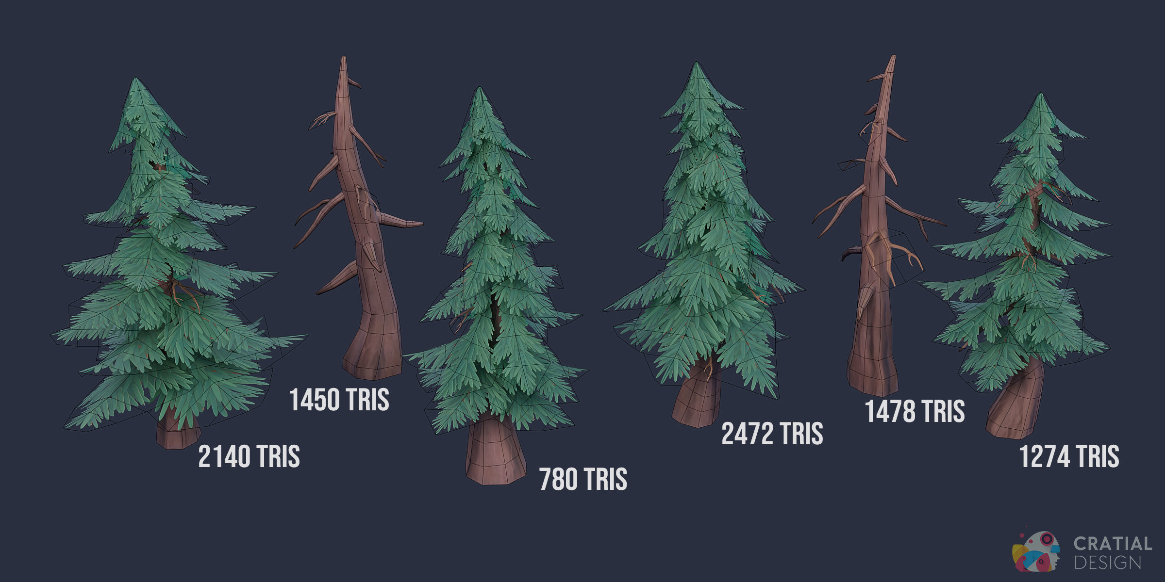 Stylized Pine Forest Nature Kit Low-poly 3D model_13