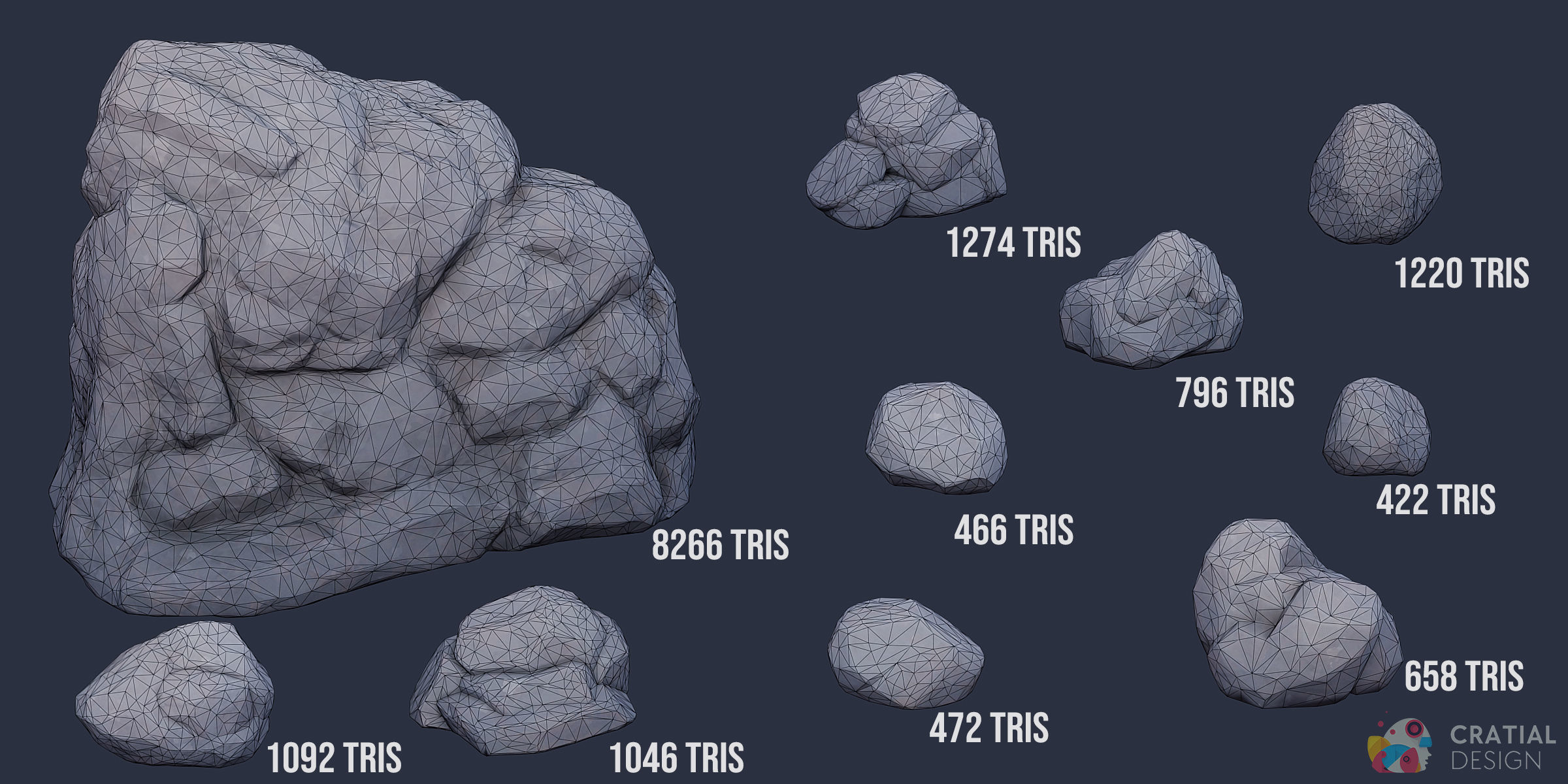 Stylized Pine Forest Nature Kit Low-poly 3D model_16