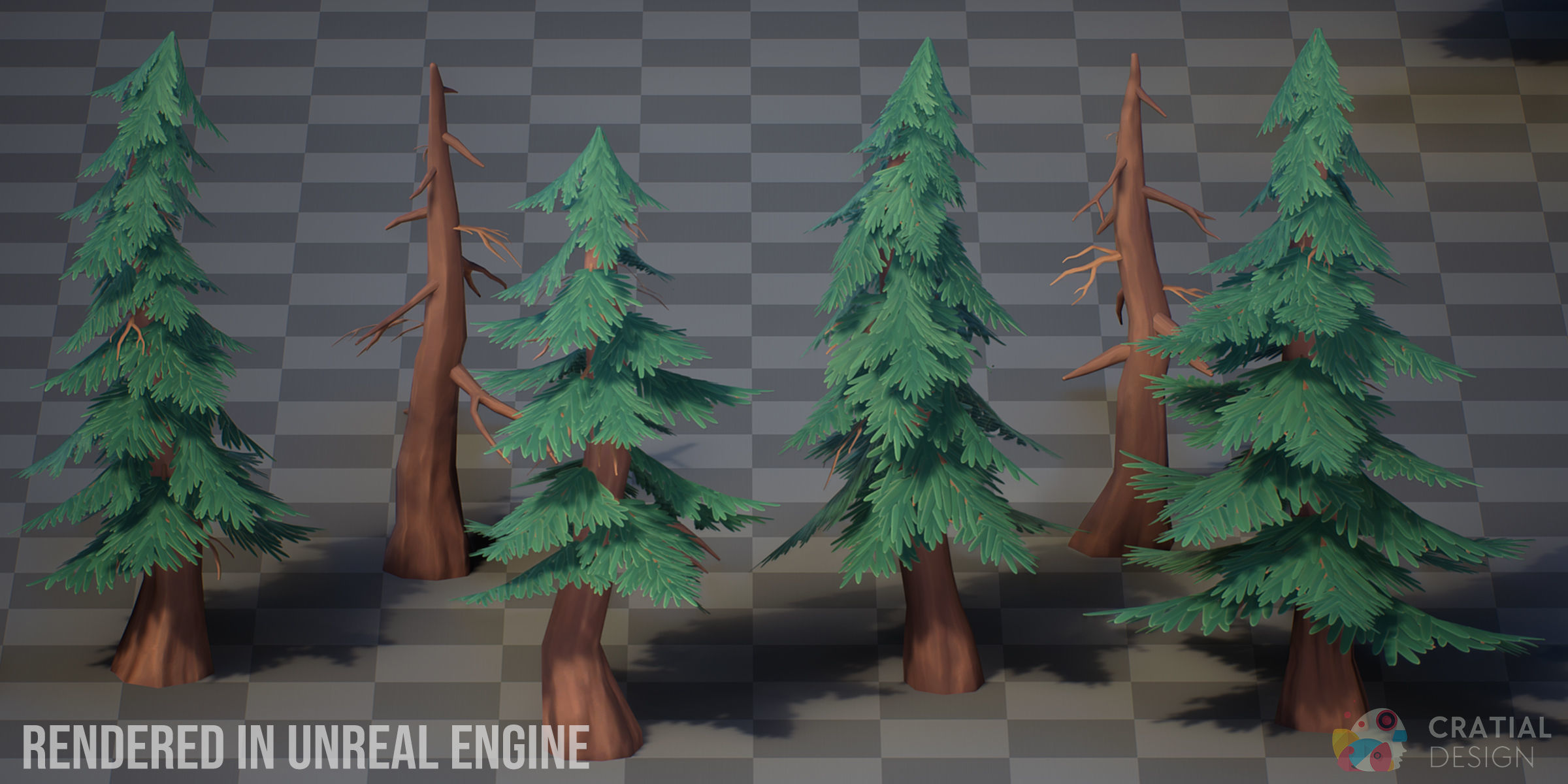 Stylized Pine Forest Nature Kit Low-poly 3D model_7