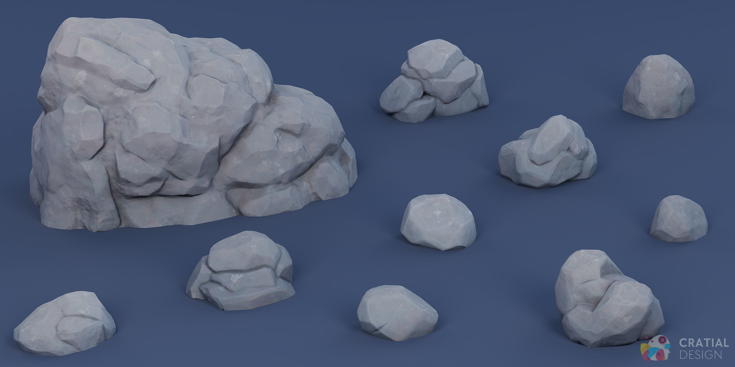 Stylized Pine Forest Nature Kit Low-poly 3D model_11