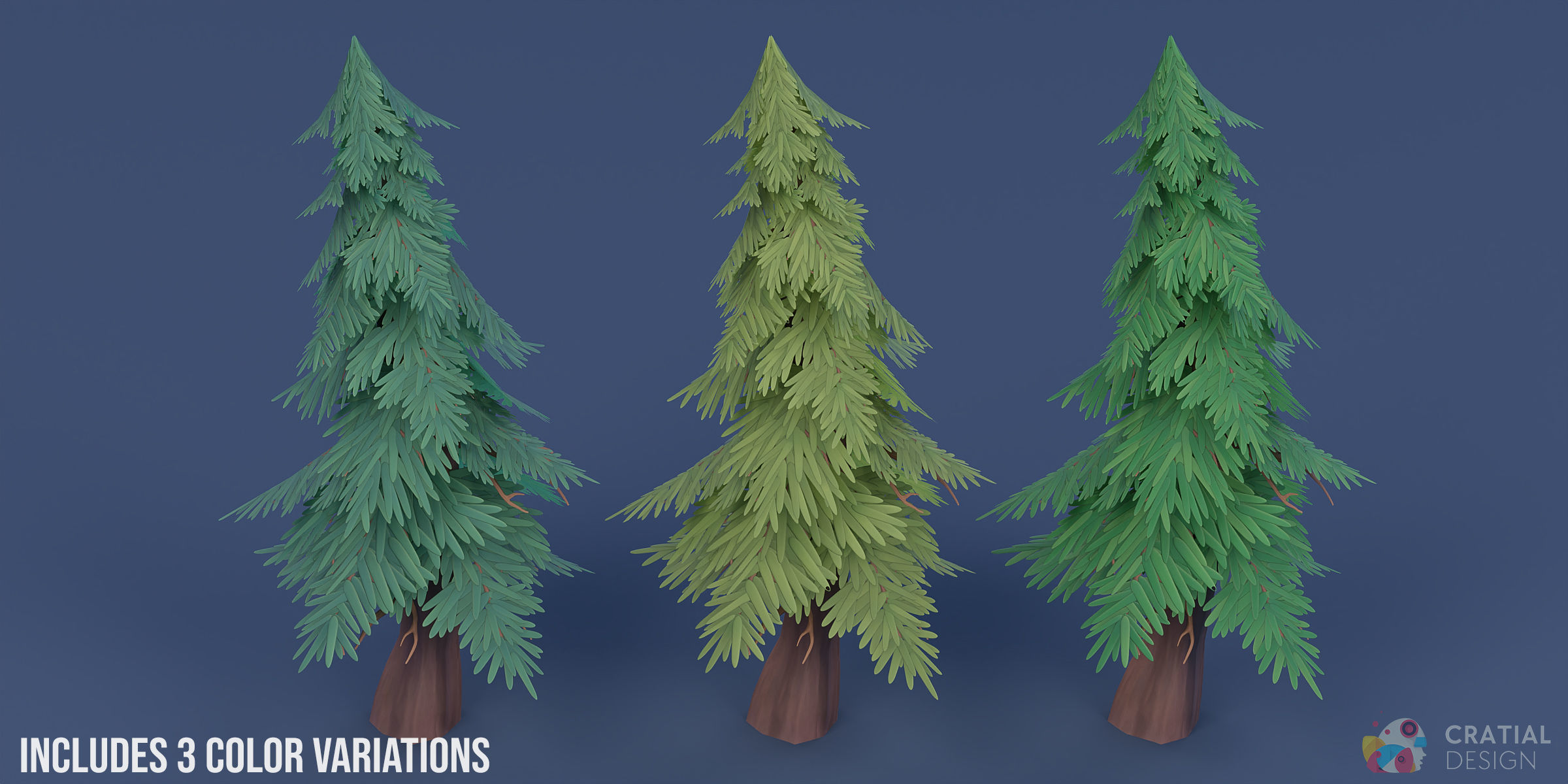 Stylized Pine Forest Nature Kit Low-poly 3D model_5