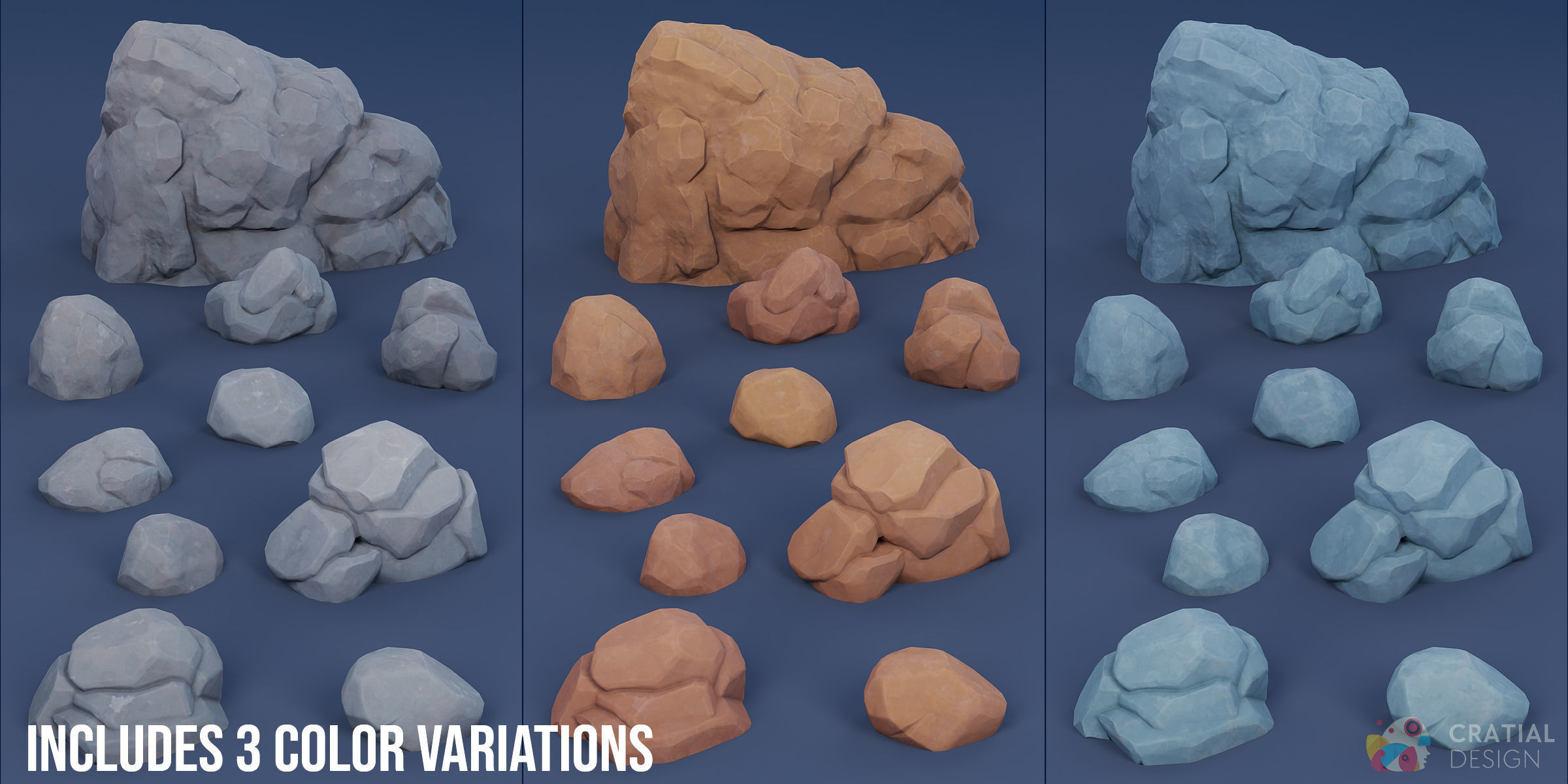 Stylized Pine Forest Nature Kit Low-poly 3D model_4