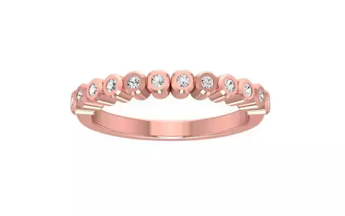 Round Cut Bezel Setting Women Wedding Band 3dm STL OBJ FBX 