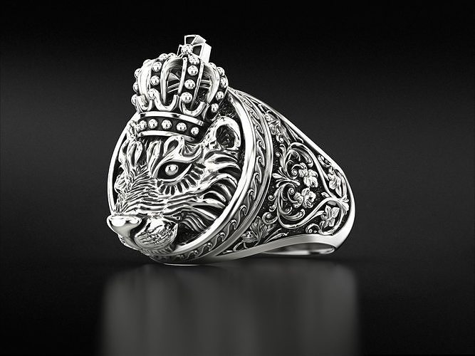 Vintage ring with Lion and crown 790 3D print model