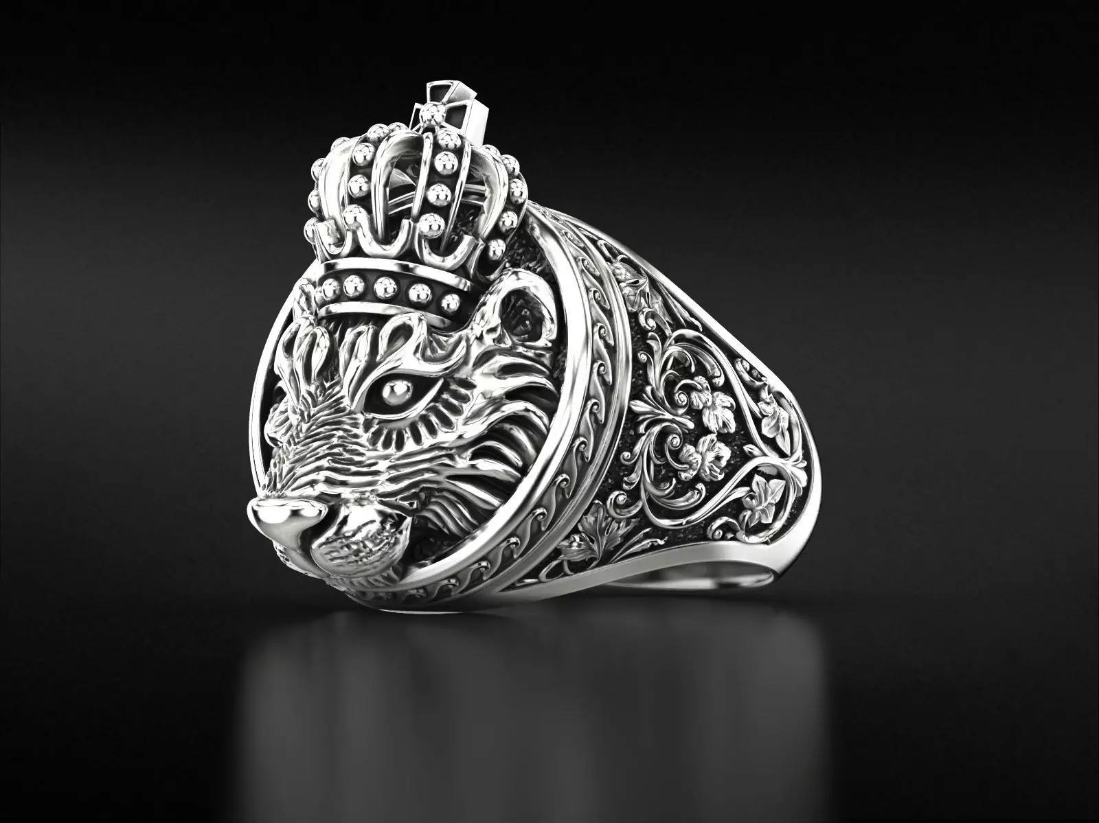 Vintage ring with Lion and crown 790 3D print model