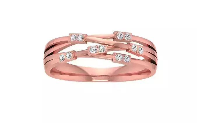 Round Diamond Women Wedding Band 3dm STL OBJ FBX Render Details