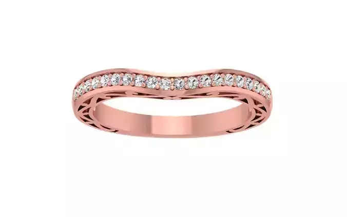 Round Diamond Women Wedding Band 3dm STL OBJ FBX Render Details