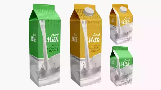 Milk Packaging Box 3D Model Collection