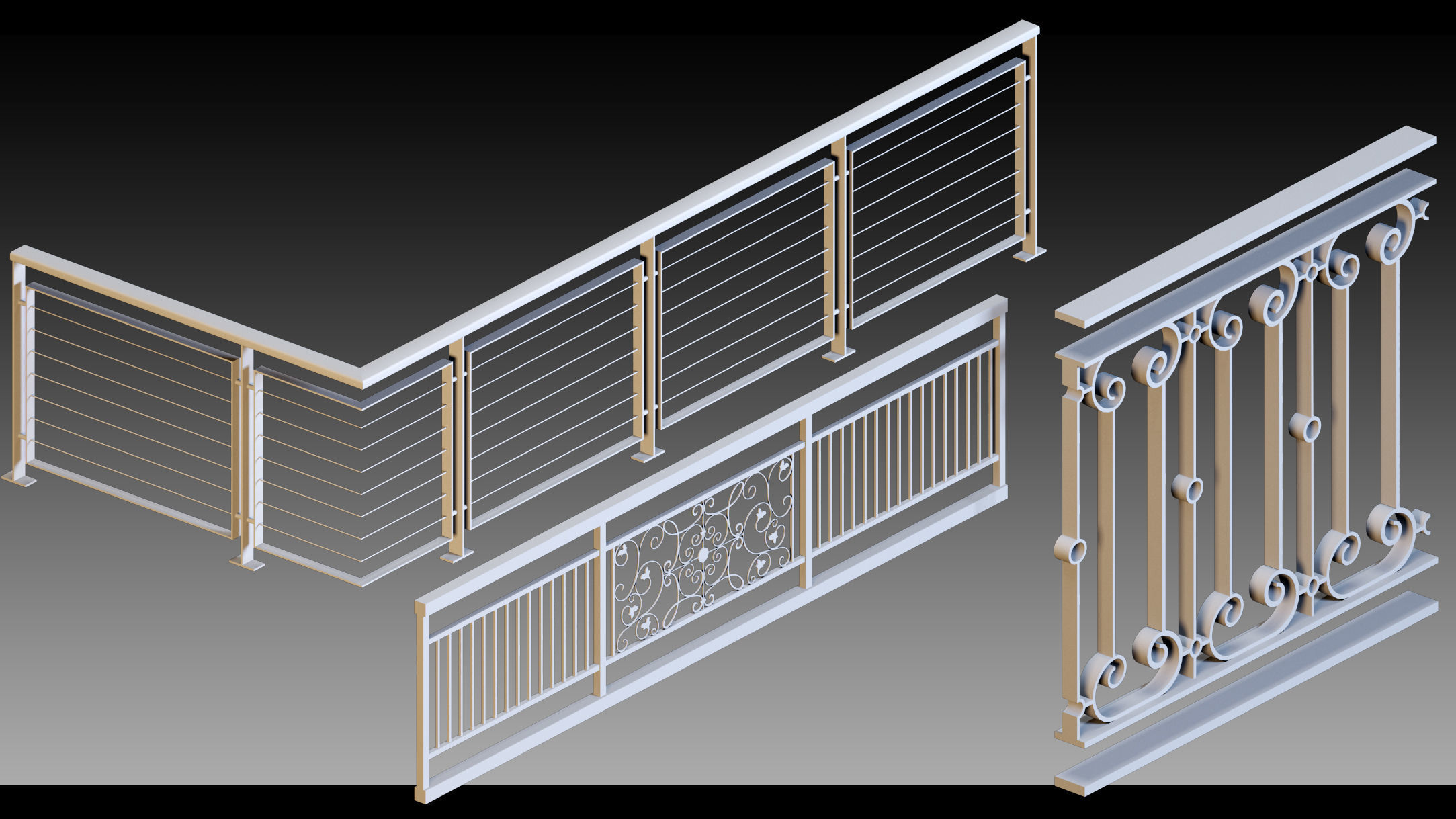 50 Fences- Vol 01- Kitbash- High detail 3d models 3D model_11