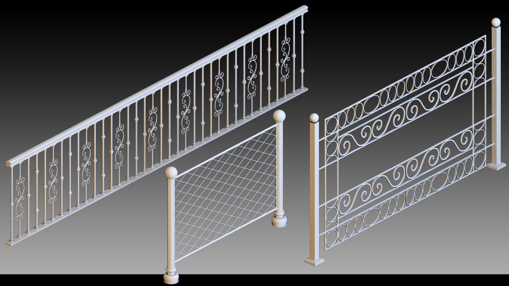 50 Fences- Vol 01- Kitbash- High detail 3d models 3D model_13