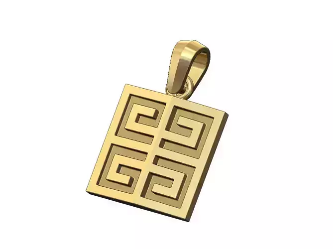Givenchy greek key square pendant