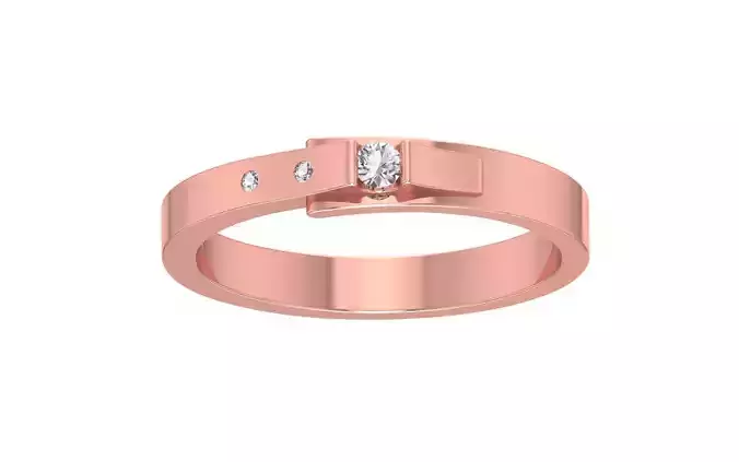 Round Cut Three Stone Wedding Band 3dm STL OBJ FBX Render Detail