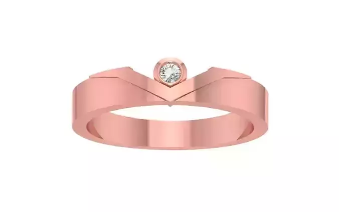 Bezel Set Solitaire Round Diamond Wedding Band 3dm STL OBJ FBX 