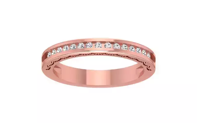 Channel Setting Round Diamond Wedding Band 3dm STL Render Detail