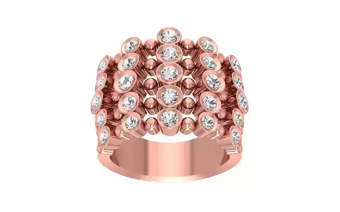 Round Diamond  Wedding Band 3dm STL OBJ FBX Render Details