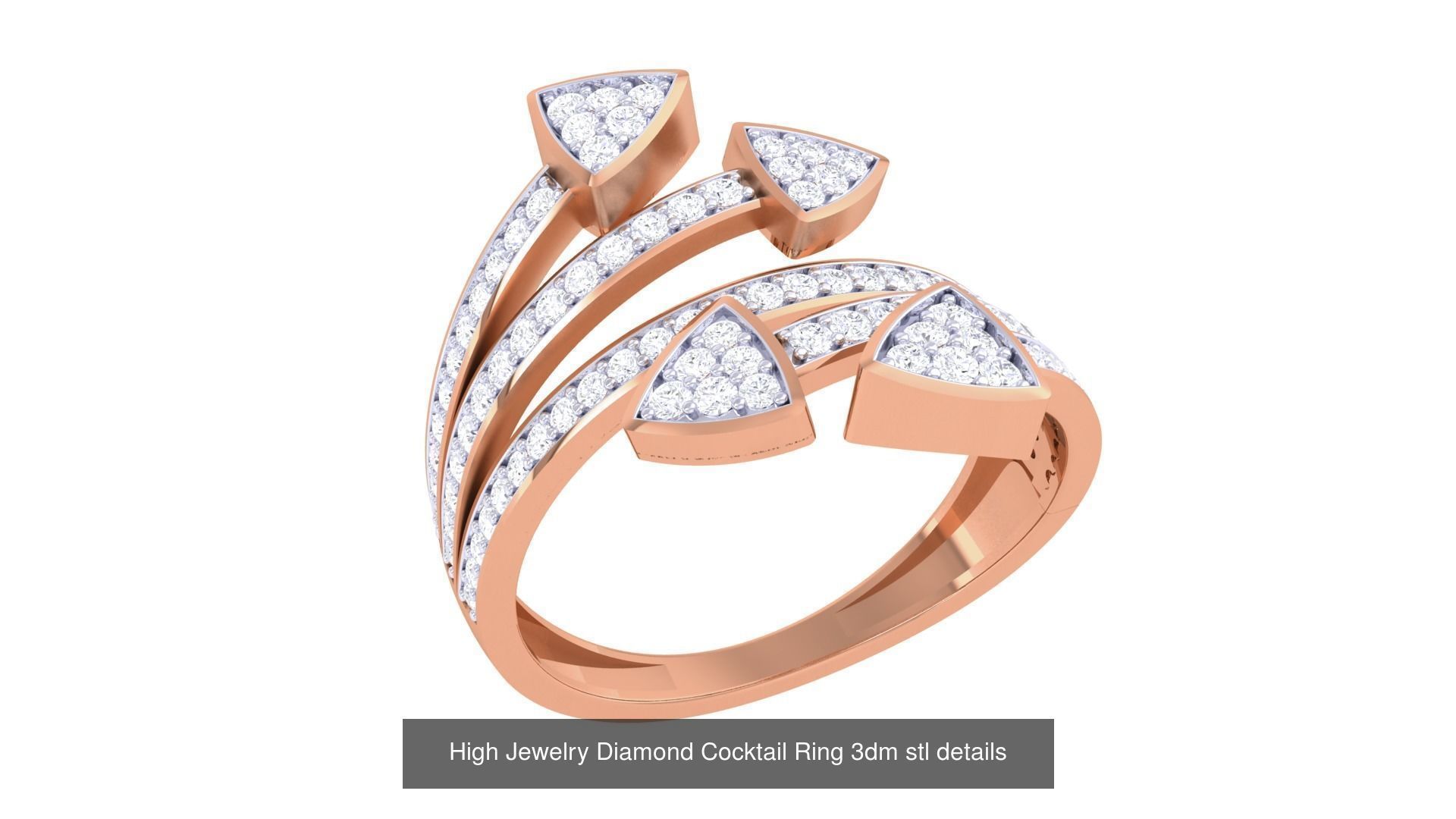 100 High Jewelry Diamond Cocktail Ring 3dm stl details 3D Model Collection_50